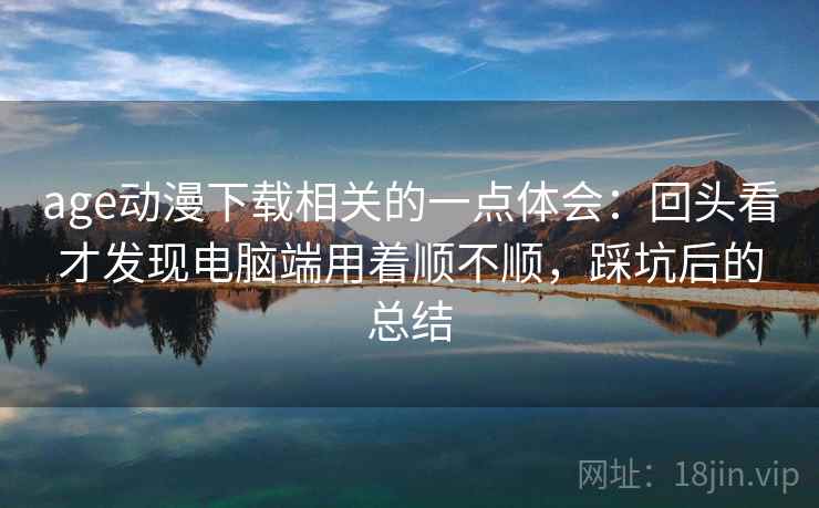 age动漫下载相关的一点体会：回头看才发现电脑端用着顺不顺，踩坑后的总结