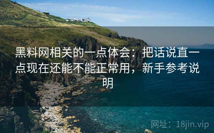 黑料网相关的一点体会:把话说直一点现在还能不能正常用,新手参考说明 黑料网相关的一点体会:把话说直一点现在还能不能正常用,新手参考说明
