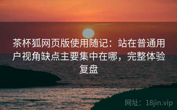 茶杯狐网页版使用随记：站在普通用户视角缺点主要集中在哪，完整体验复盘