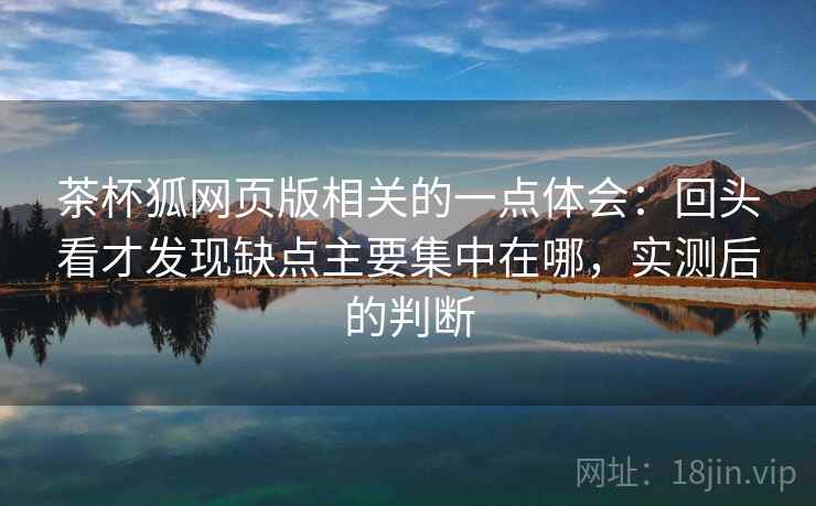 茶杯狐网页版相关的一点体会：回头看才发现缺点主要集中在哪，实测后的判断